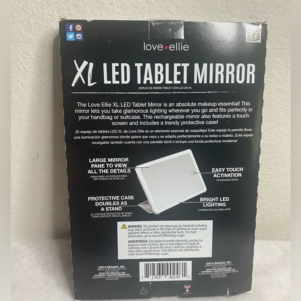 New XL LED Tablet Mirror Travel Purse Makeup Mirror